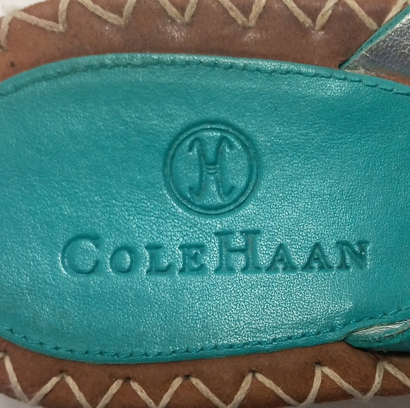 COLE HAAN THONG SANDALS Teal w8.5 Runestones lightweight Slip on - Picture 6 of 7